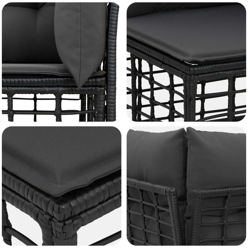 Set di divani da esterno Nero e Grigio scuro Poliestere 3437609