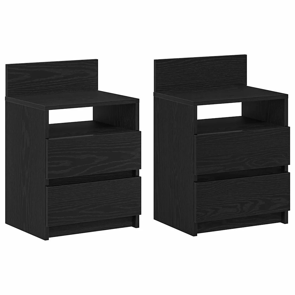 Comodini 2 pz con 2 Cassetti Neri 40x33x60 cm 858563