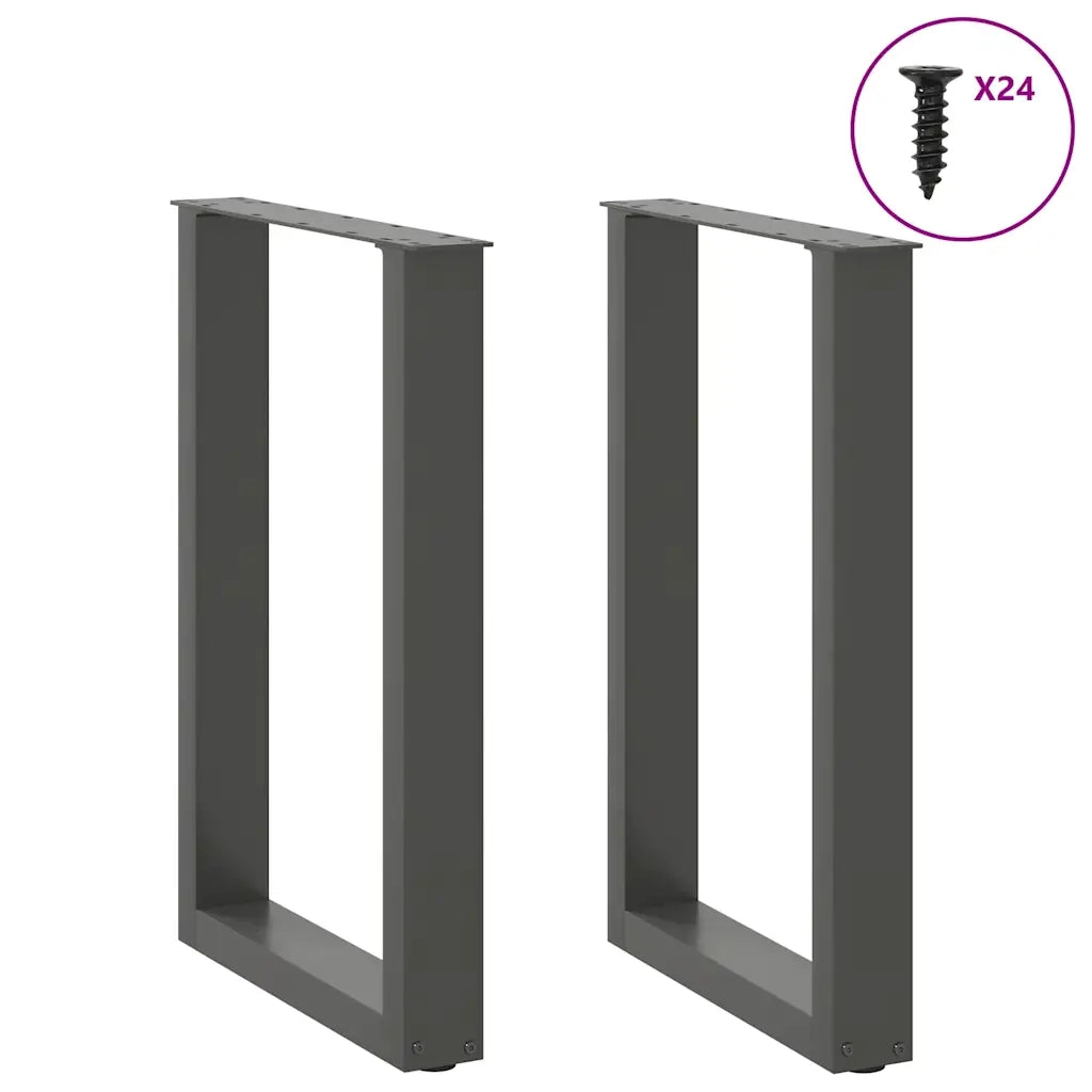 Gambe per tavolo da pranzo a forma di U 2 pz Antracite 50x(72-73) cm Acciaio 4013178