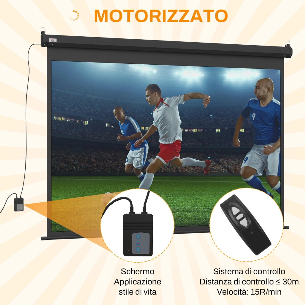 Schermo per Proiettore 89" 4:3 con Telecomando ¨C Xylo ¨C 171x130cm Nero