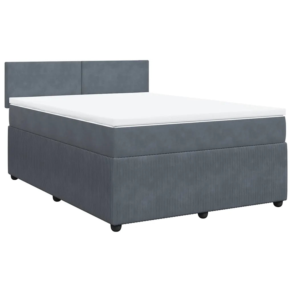 Giroletto a Molle con Materasso Grigio Scuro 160x200 cm Velluto 3290077