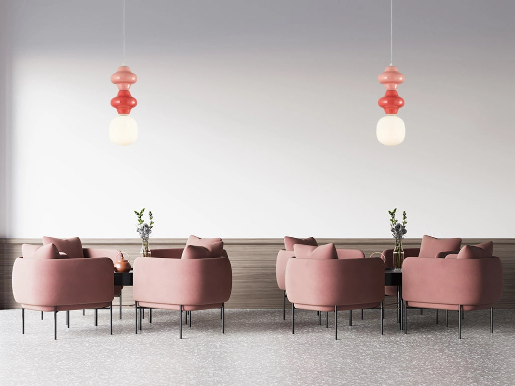 Lampada a sospensione Art Déco ceramica rossa Ø18 E14