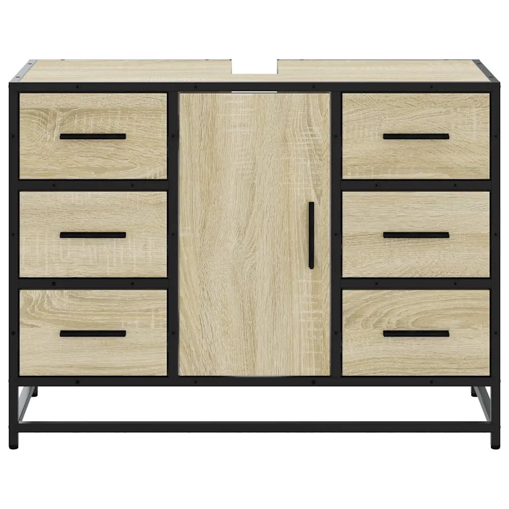 Mobile Lavabo Bagno-Armadietto da bagno Rovere Sonoma 60x30x60 cm Legno Multistrato 574425