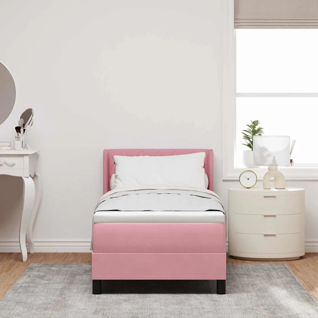 Letto a molle con testiera Rosa 200 x 80 cm Velluto 3341389