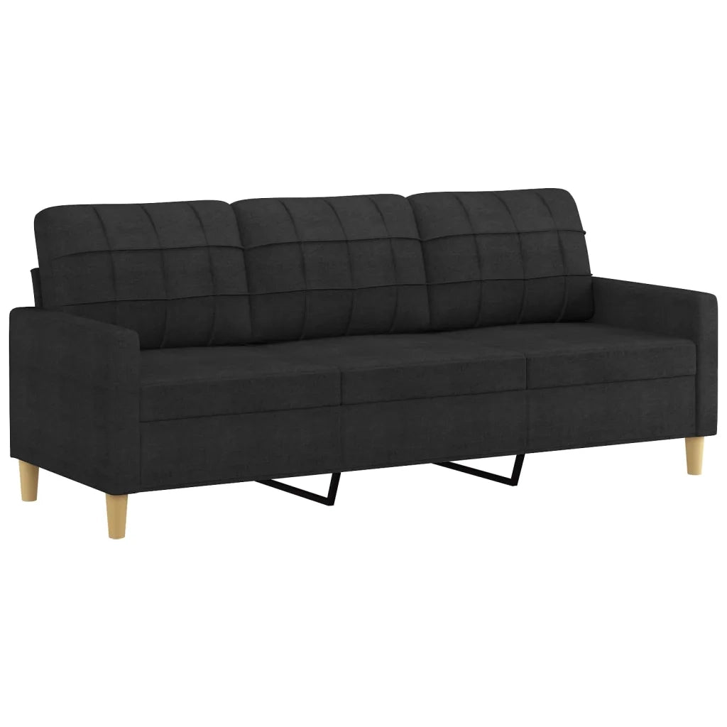 Set di Divani 4 pz con Cuscini Nero in Tessuto