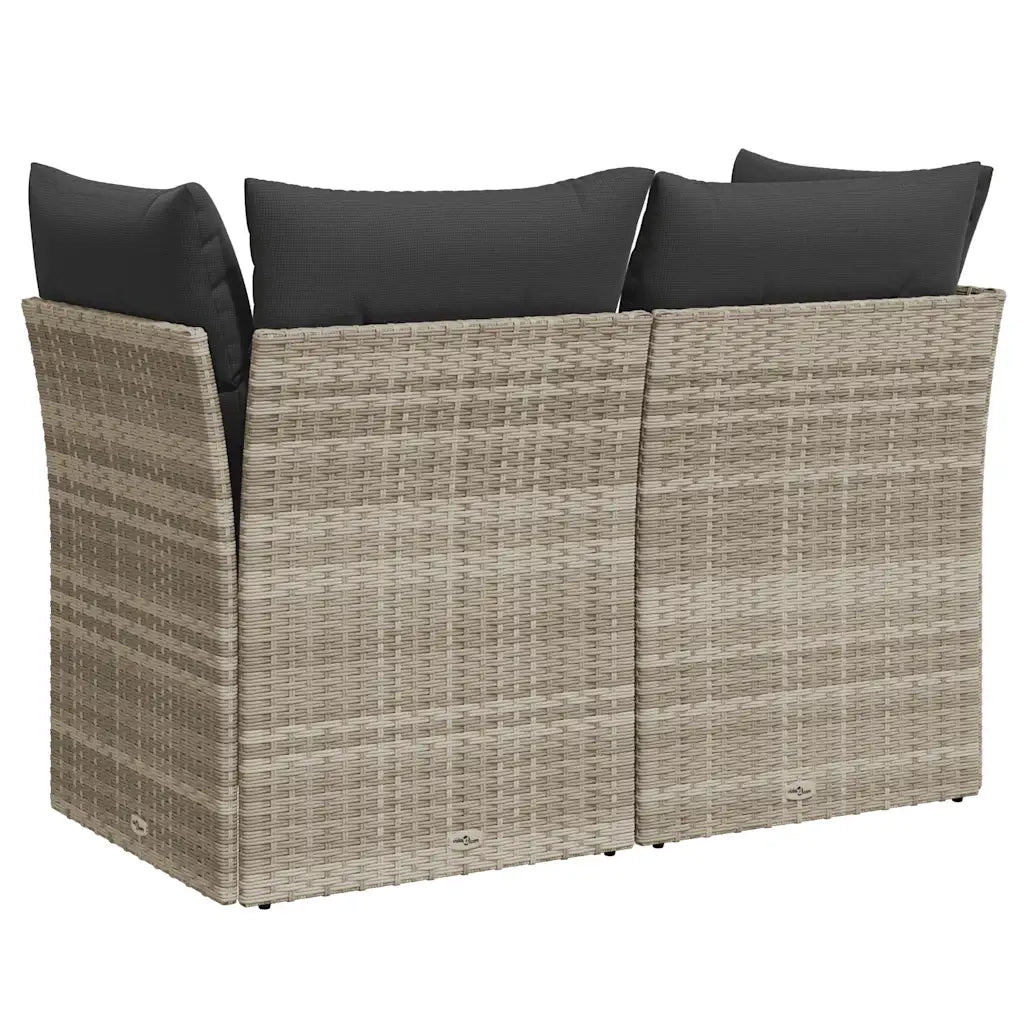 Divano da Giardino con Cuscini 2 Posti Grigio Chiaro Polyrattan 366192