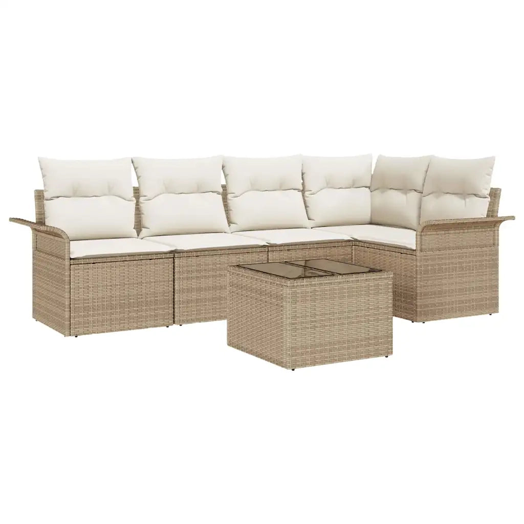 Set Divano da Giardino con cuscino 6 pcs Beige polyrattan 3345371