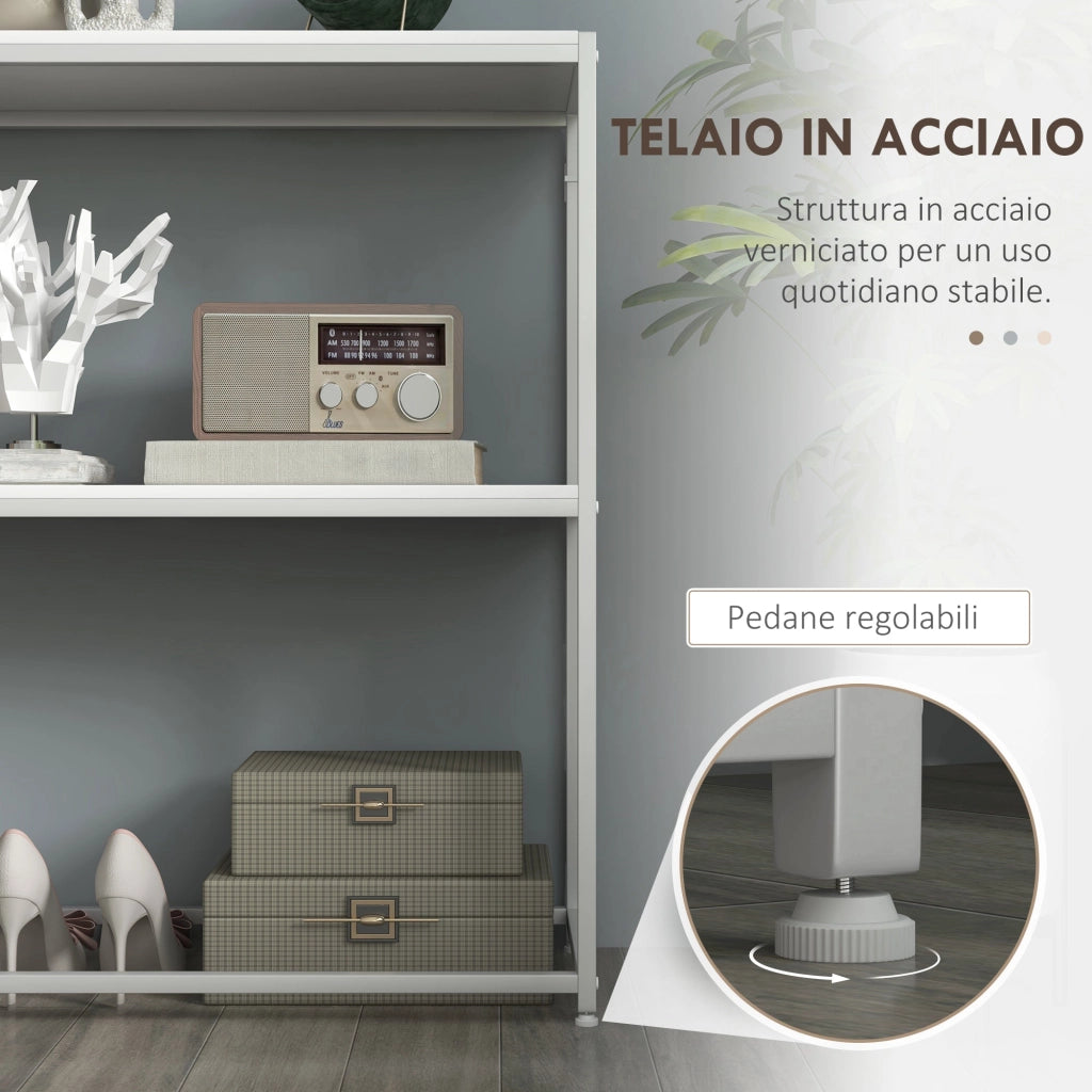 Tavolo Consolle da Ingresso con Ripiano Aperto 100x30x87 cm in Acciaio e Truciolato Bianco