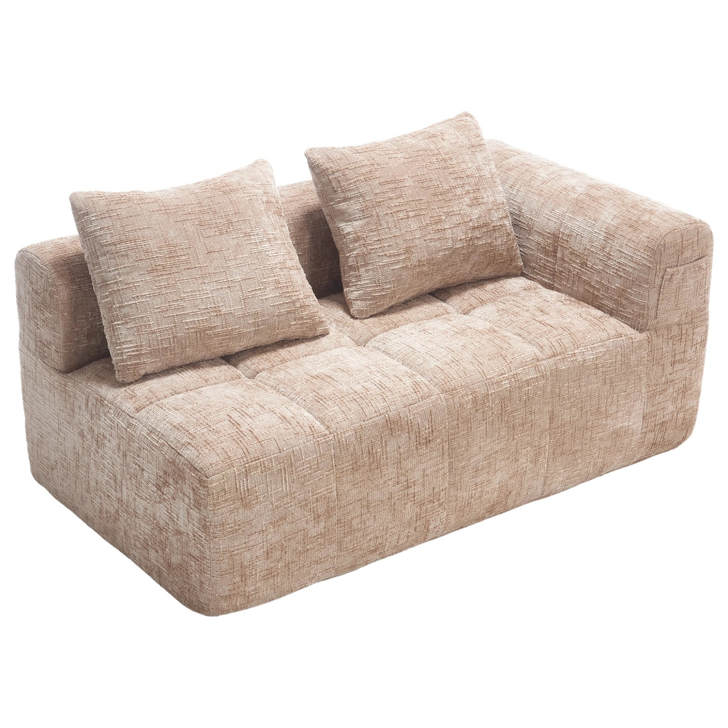 Divano 2 Posti con Cuscini e Tasche Laterali ¨C MINIMAL ¨C Tessuto Beige