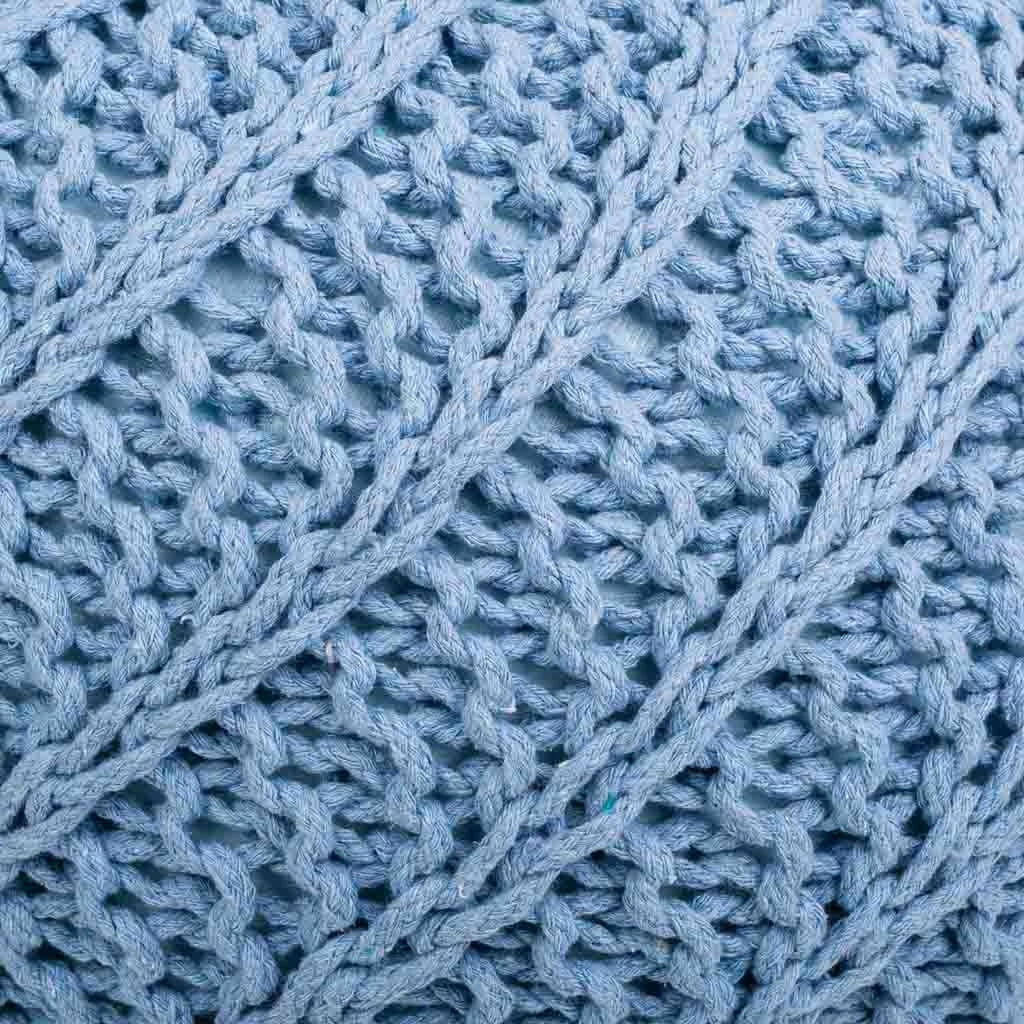 Puff de algodón trenzado azul 45x45x30