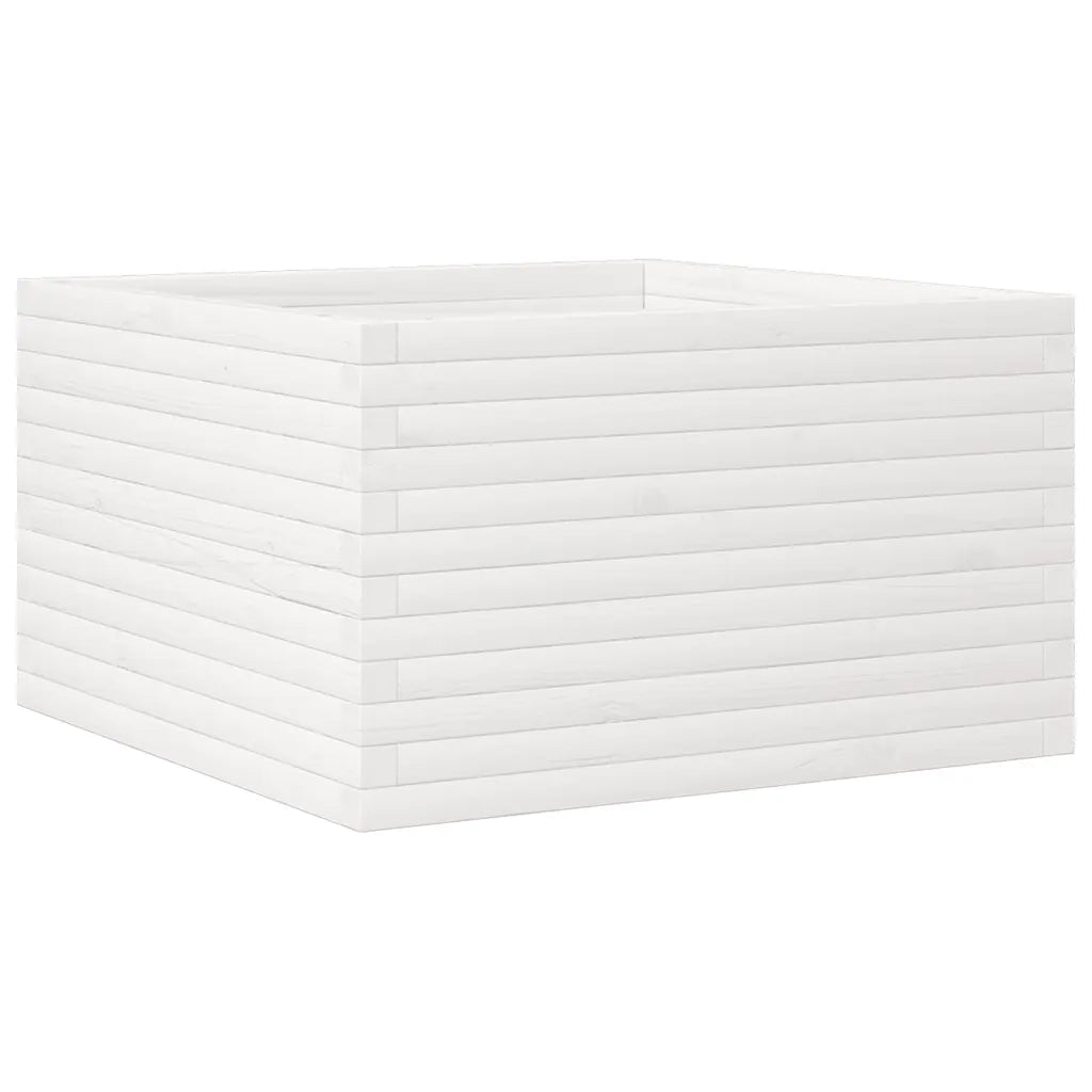 Fioriera da Giardino Bianca 80x80x45,5cm Legno Massello di Pino 847259
