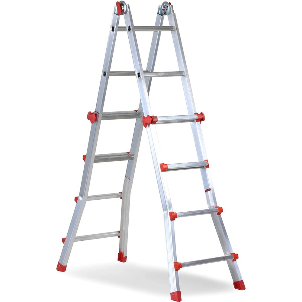 SCALA ALLUMINIO TELESCOPICA MULTIFUNZIONE GRADINI 6+6 SQUADRA PIU' 150KG MARCHETTI