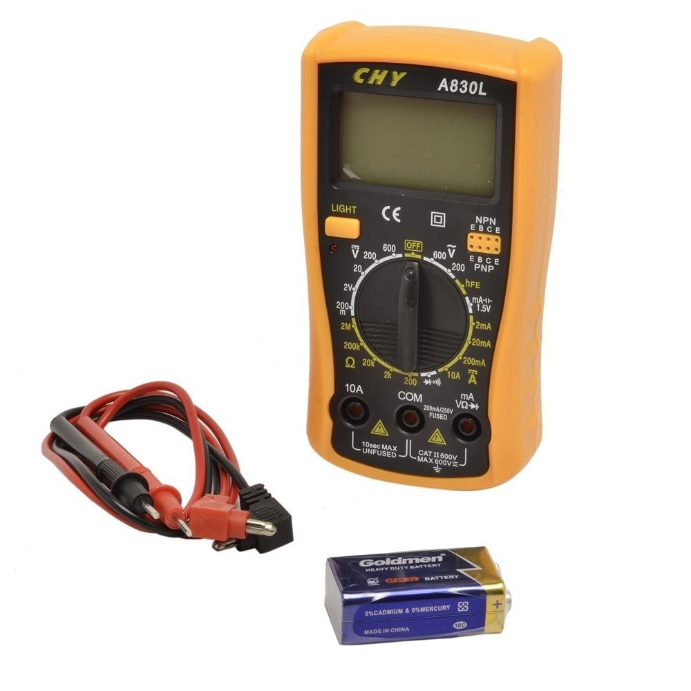 Trade Shop - Tester Multimetro Digitale Lcd Con Puntali Professionale Ampere A830l -