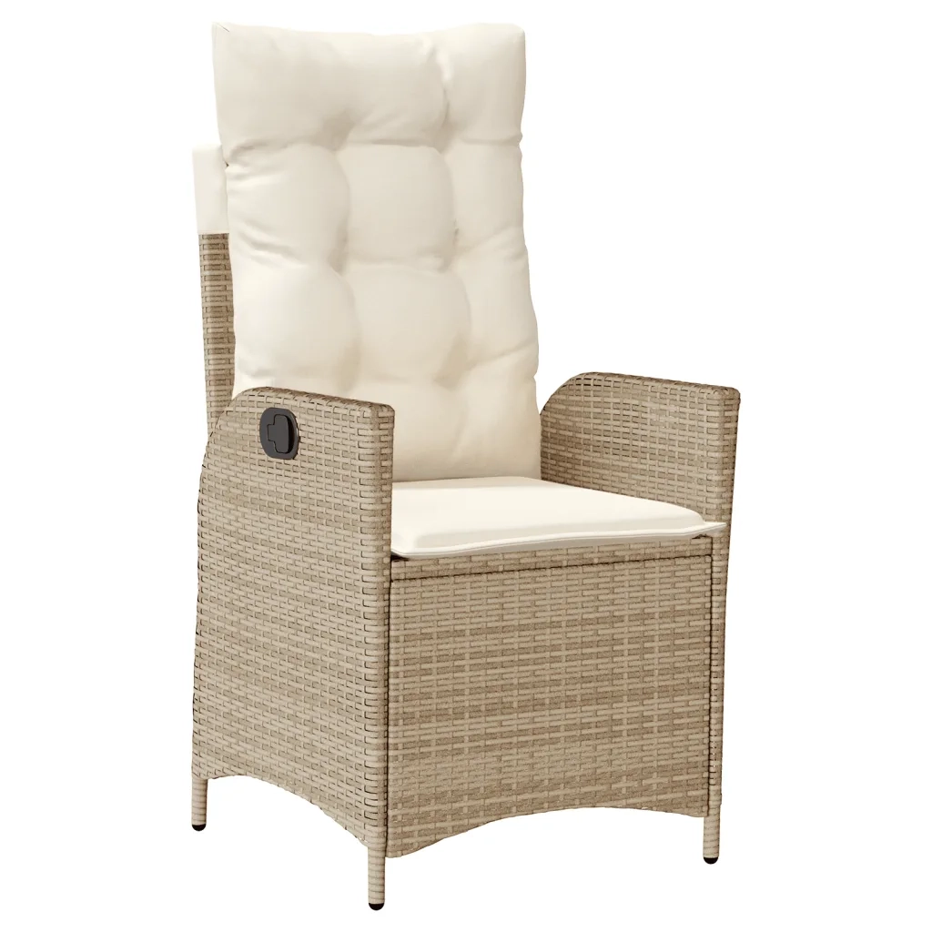 Set da Pranzo da Giardino 7 pz con Cuscini Beige in Polyrattan
