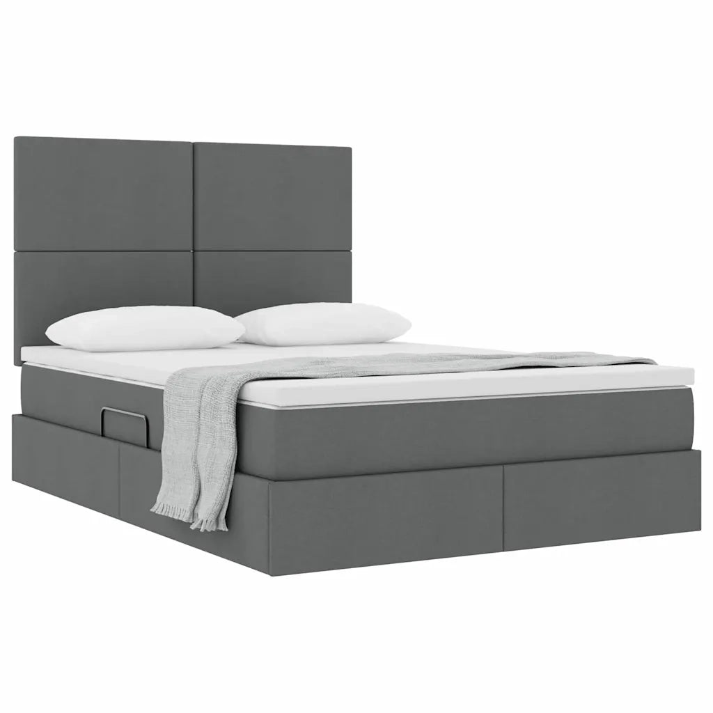 Letto con contenitore e materasso Grigio scuro 140 x 190 cm