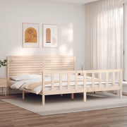 Giroletto con Testiera Super King Size-Struttura Letto in Legno Massello 282685