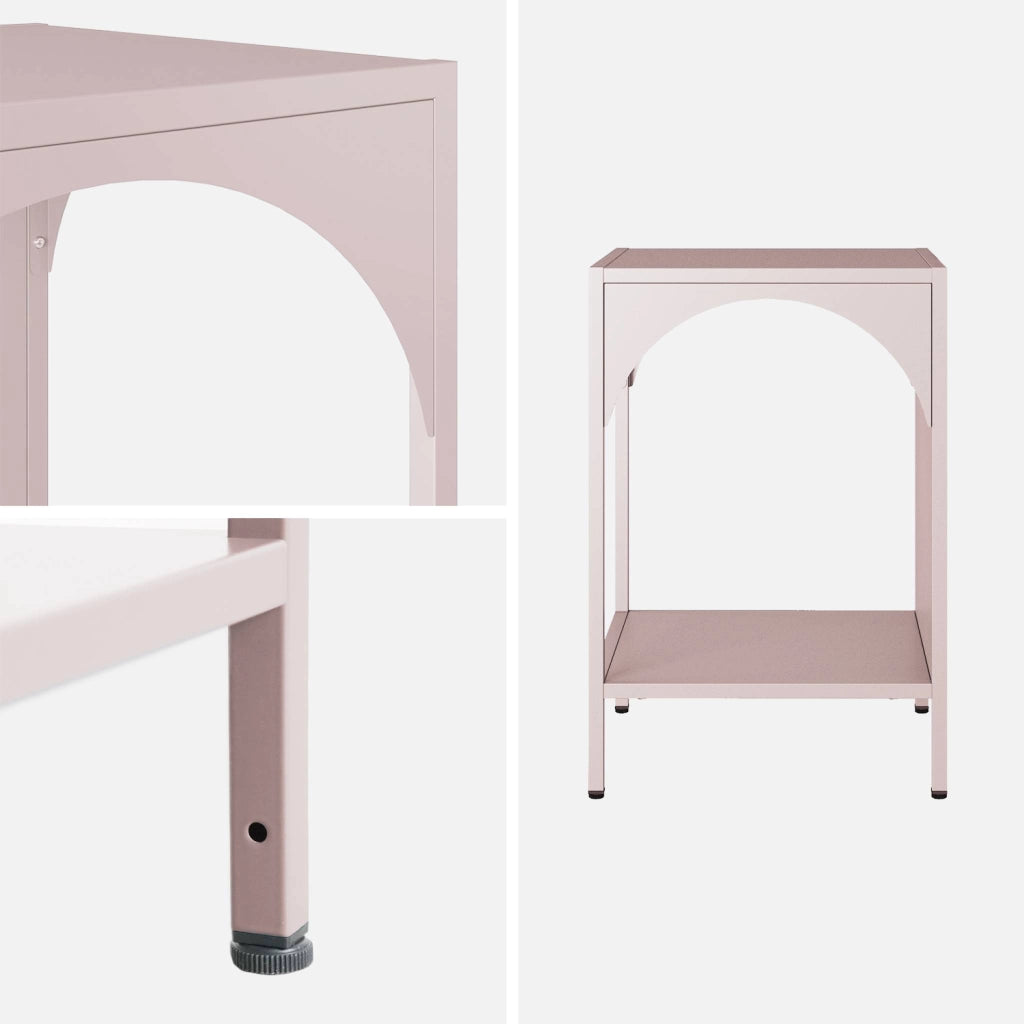 Comodino, tavolino industriale, rosa