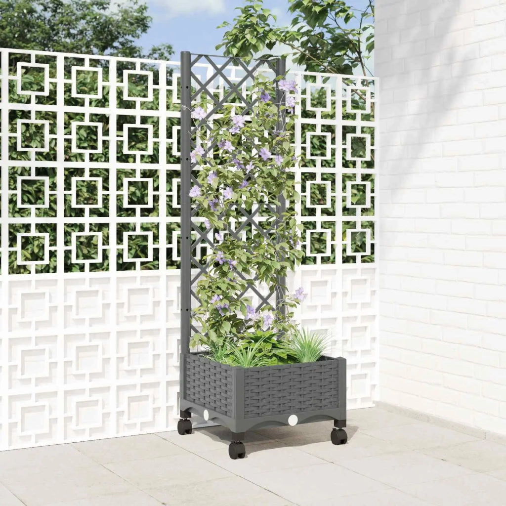 Vaso da giardino con grigliato e ruote Grigio Chiaro PP 3422917
