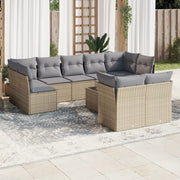 Set Divano da Giardino 10 pz con Cuscini Beige in Polyrattan 3218159