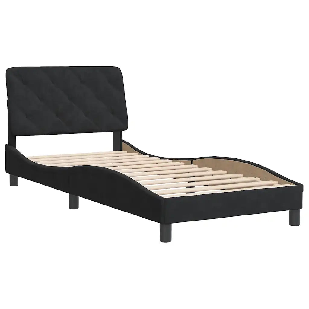 Giroletto senza Materasso Nero 90x200 cm in Velluto
