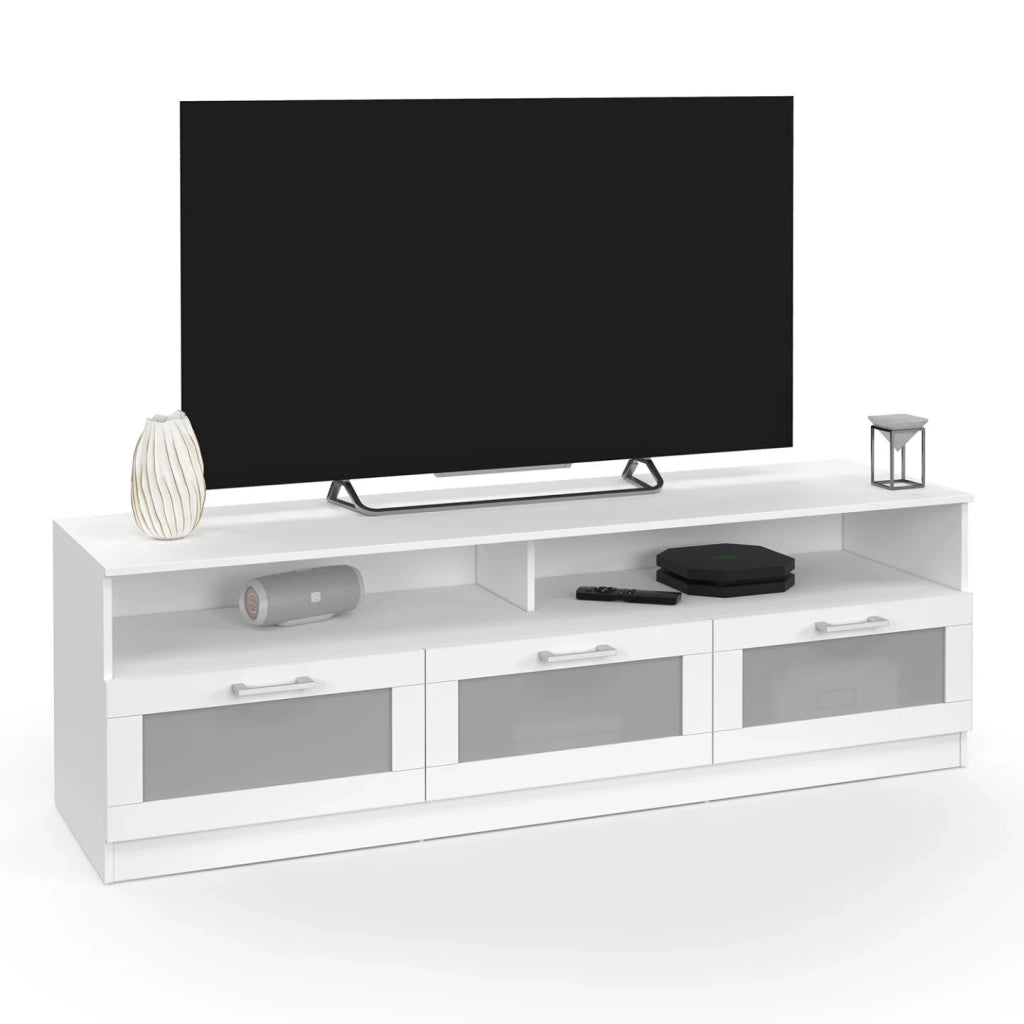 IDMarket - Mobile TV VITO 140 CM bianco ante satinate