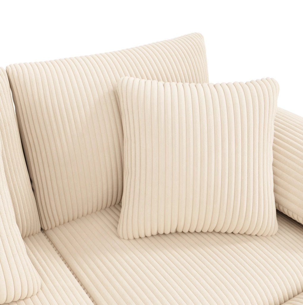 Sofa modulare con Bluetooth; ricarica wireless; USB e Type-C; contenitore; beige