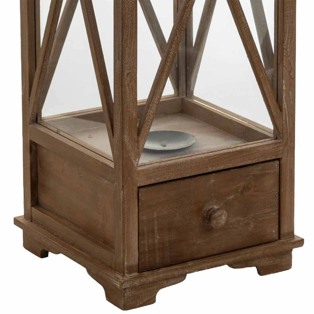 Lanterna in legno marrone 25x25x93,5h cm