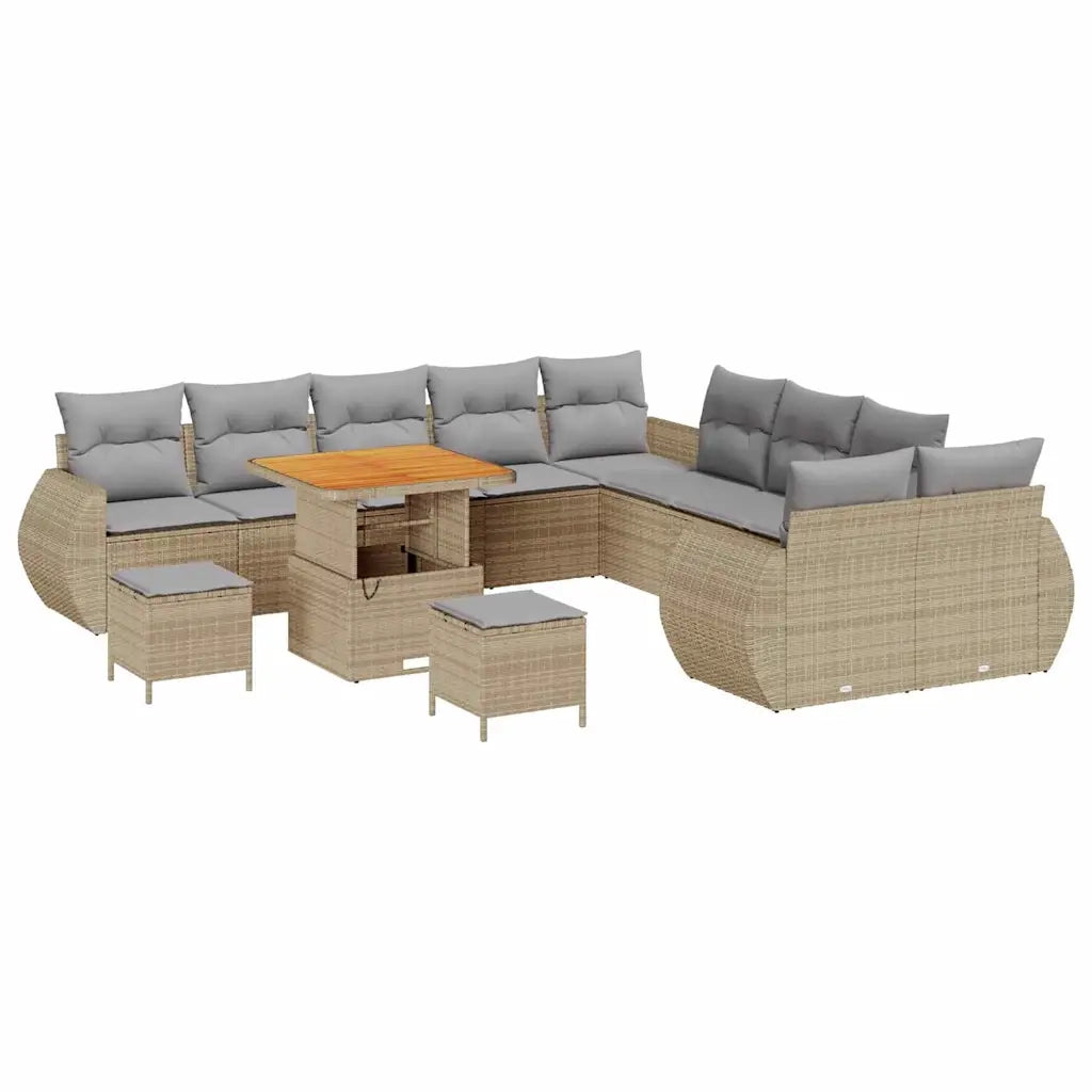 Set Divano da Giardino 13 pcs Beige polyrattan