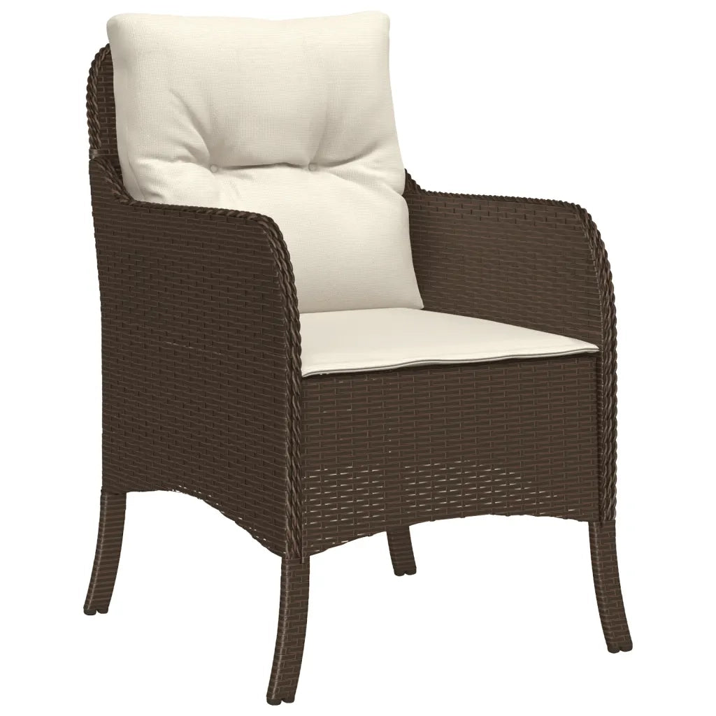 Set da Pranzo da Giardino 5pz con Cuscini in Polyrattan Marrone 3211936