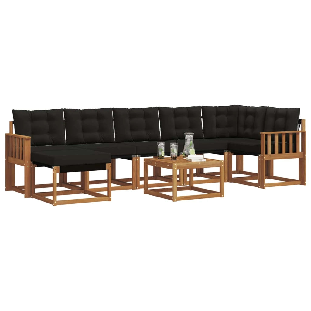 Set di divani da esterno con cuscino 8 pcs Naturale e Nero 3368903