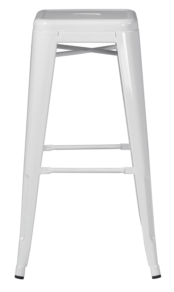 Set 4 Sgabelli Impilabili 44x44x77 cm in Lamiera Galvanizzata Avorio