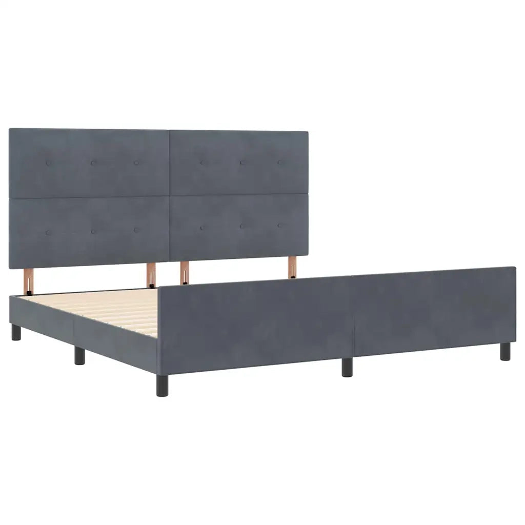 Letto a molle con testiera Grigio scuro 200 x 200 cm Velluto