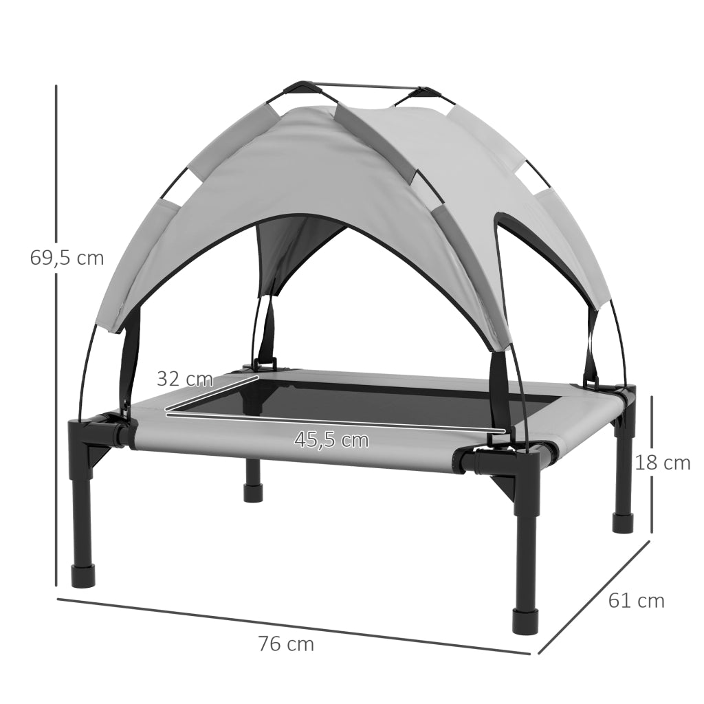 Letto per Cani Elevato con Baldacchino ¨C Minimal ¨C Grigio 76x61x69,5 cm
