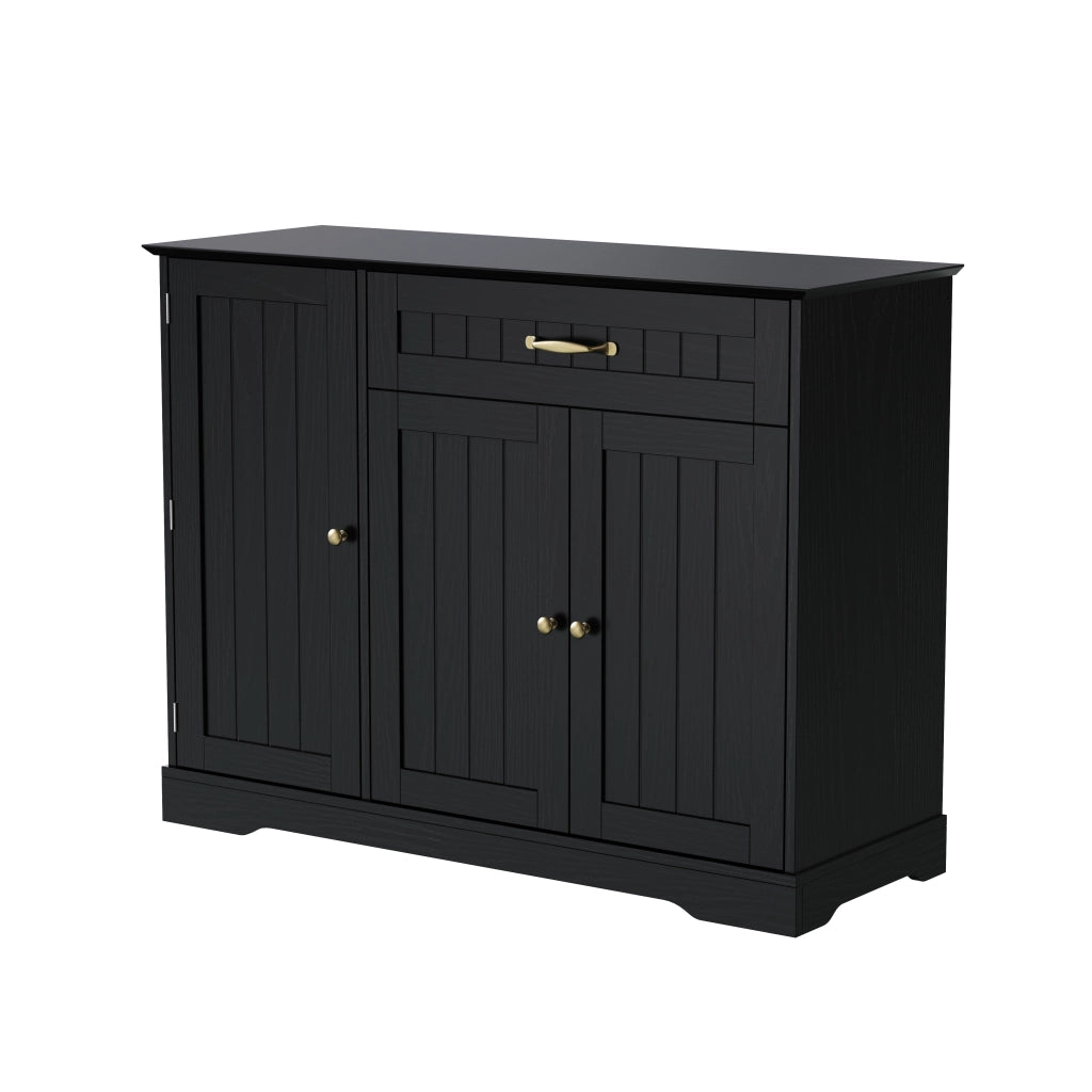 Credenza con 3 Ante e Cassetto ¨C MINIMAL ¨C Nero