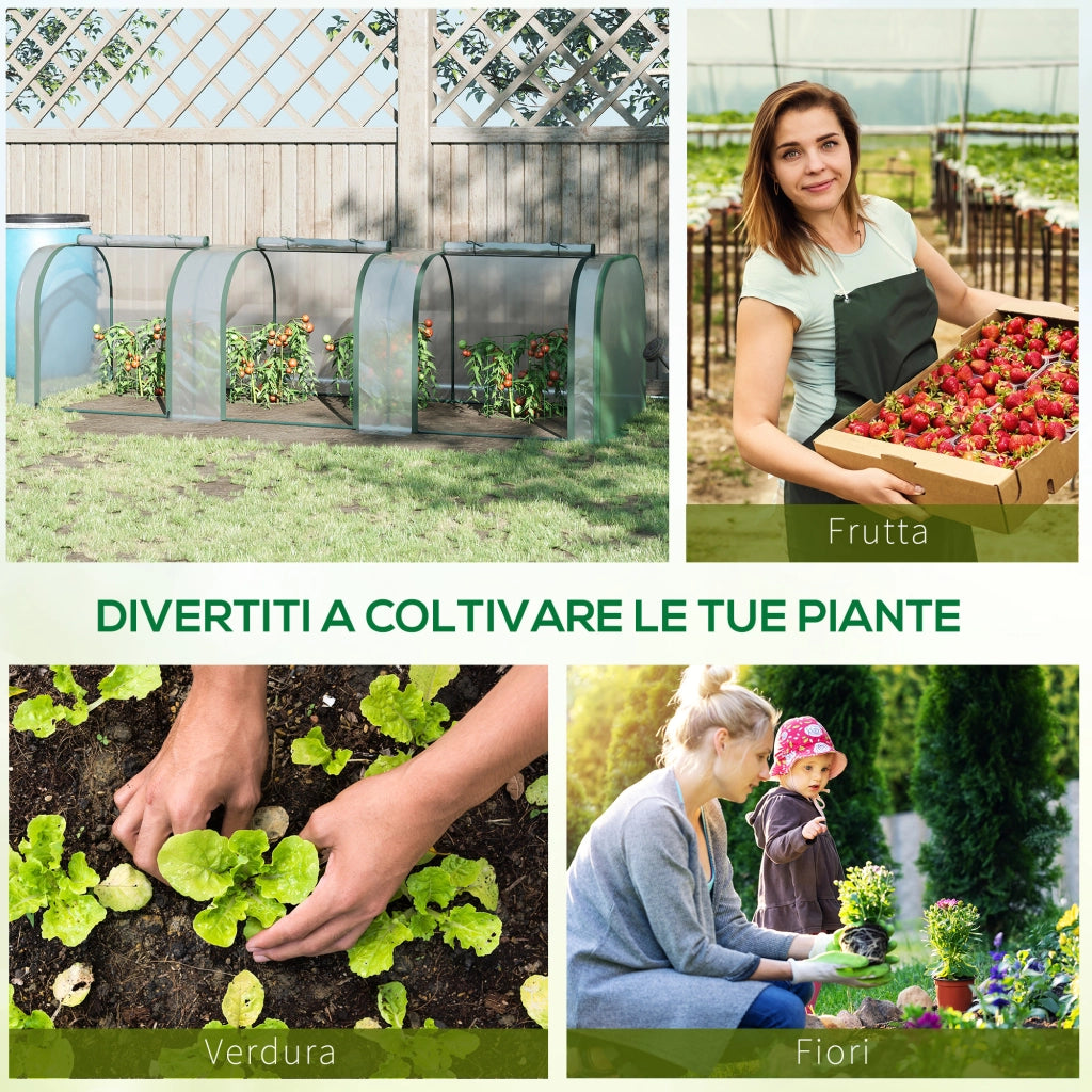 Serra a Tunnel per Giardino ¨C Xylo ¨C PVC Trasparente e Acciaio 295x100x80 cm