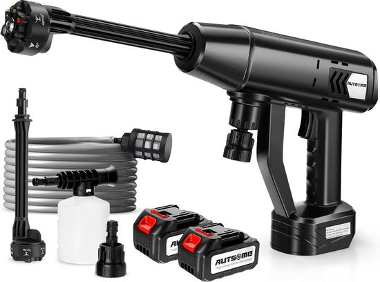 Kit di Pulizia a Pressione Alta per Auto con Set di Accessori Completo Incluso 2 Batterie