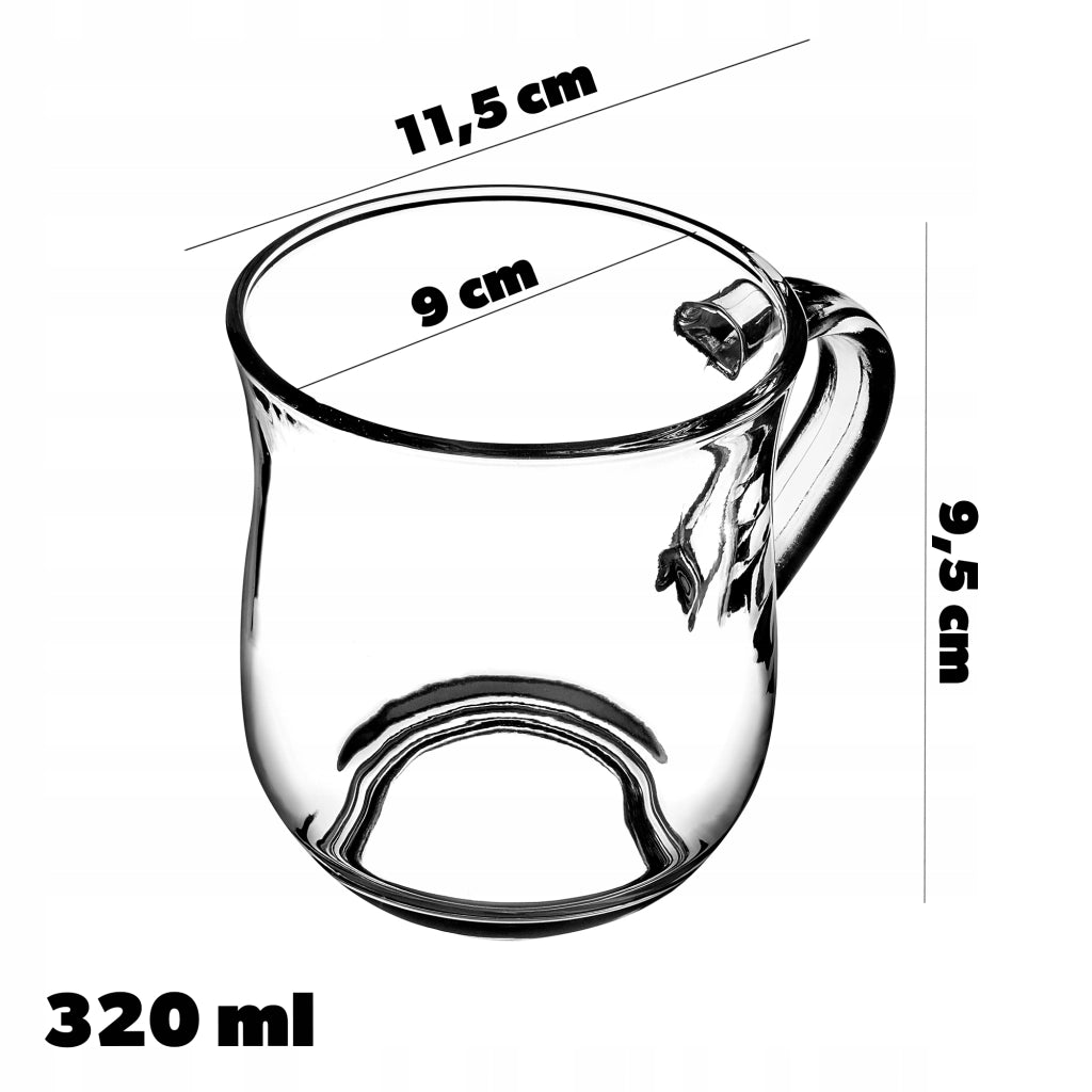 Set di 4 bicchieri da caffè e tè KADAX da 320 ml con manico.