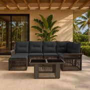 Set Divano da Giardino 7 pz Grigio e Grigio Scuro polyrattan 3436670