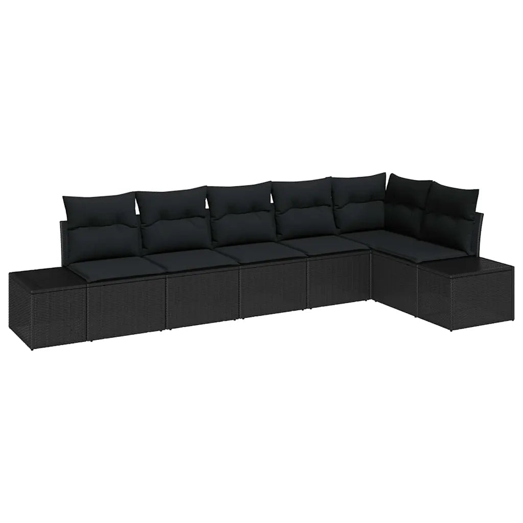 Set Divano da Giardino con archiviazione 6 pcs Nero polyrattan 3355752