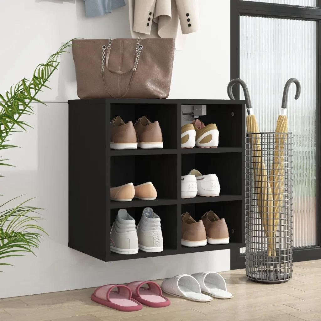 Scarpiera-Scaffale per scarpe Nera 52,5x30x50 cm