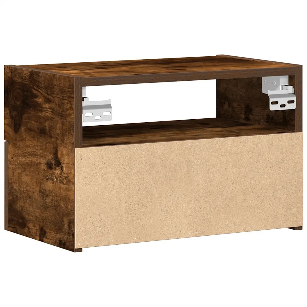 Comodini a Muro 2 pz-Set di 2 Tavolino da notte Rovere Fumo 45x26x28,5 cm