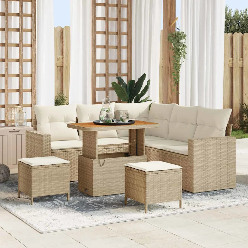 Set Divano da Giardino 8 pcs Beige polyrattan 3361616