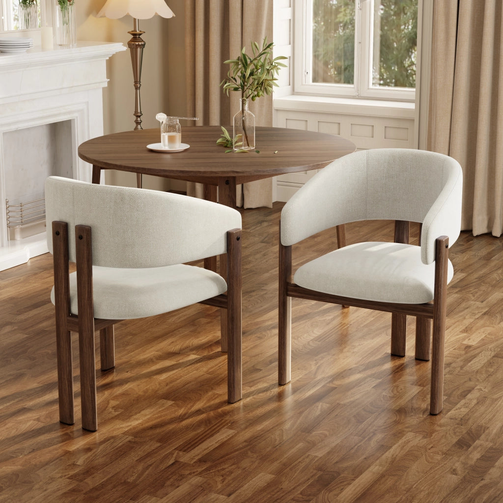 SEDIA da pranzo Set da 2 pezzi con braccioli 73,2x69,01x42,49 cm beige/walnut