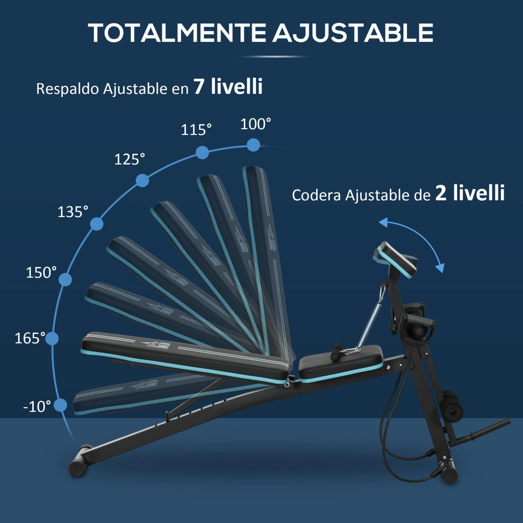 Panchetta per Allenamento Pieghevole con Schienale Regolabile ¨C Minimal ¨C 160x54x106 cm Nero