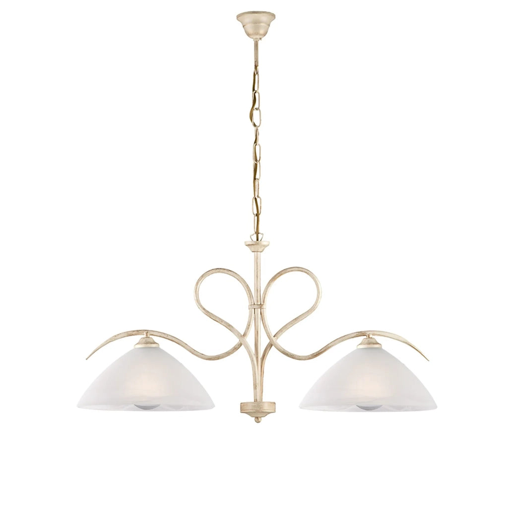 Lampadario Rustico Miranda 2 Luci Avorio e Bianco LuceArt Classic