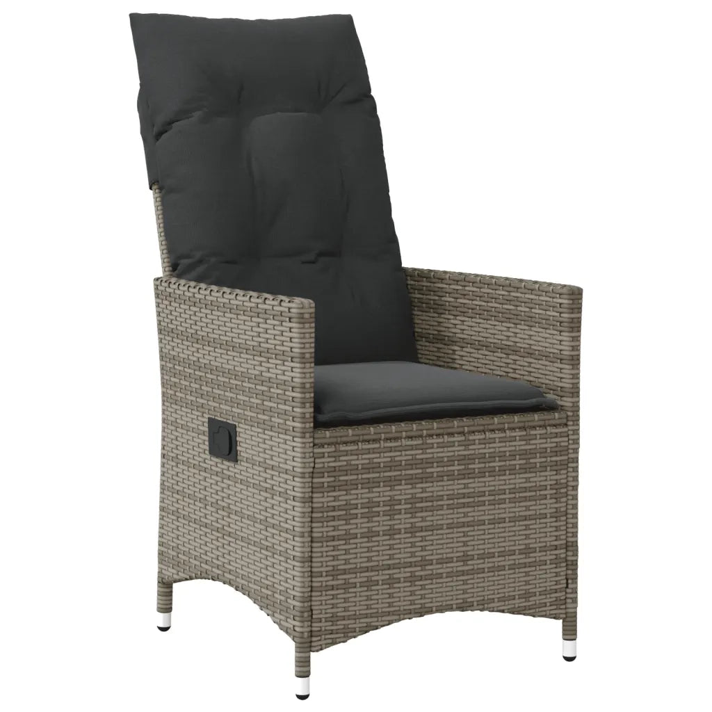 Set da Pranzo da Giardino 9 pz con Cuscini in Polyrattan Grigio