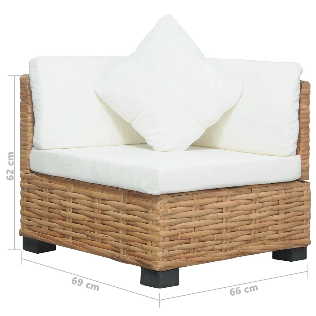 Divano Angolare con Cuscini-Sofa con Cuscini in Rattan Naturale