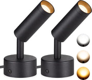 Due punti di luce a LED - 3000K/4000K/5000K regolabili - Lampada da soffitto regolabile per illuminazione a sospensione - per decorazione di piante - illuminazione da sopra - illuminazione di accentuazione per opere d'arte e pareti