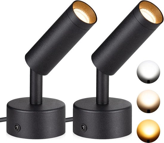 Due punti di luce a LED - 3000K/4000K/5000K regolabili - Lampada da soffitto regolabile per illuminazione a sospensione - per decorazione di piante - illuminazione da sopra - illuminazione di accentuazione per opere d'arte e pareti