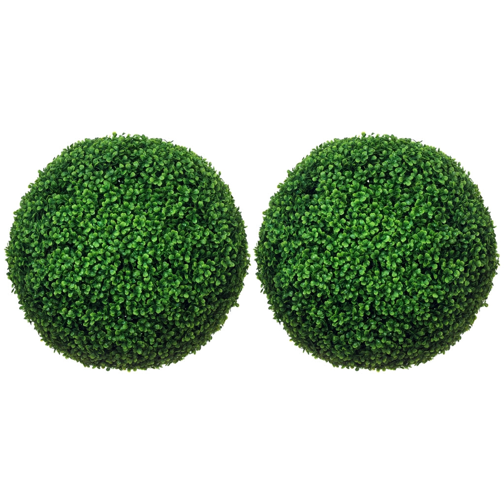 Set 2 Pezzi Piante Artificiali Bosso - Xylo - Sfera Verde per Interno ed Esterno con Protezione UV